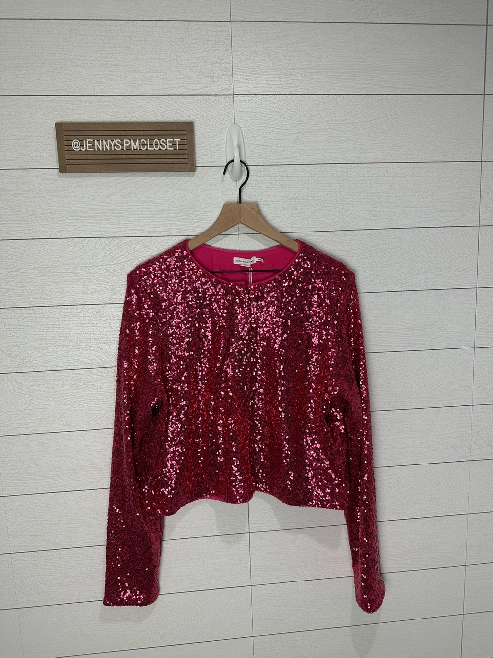 NWT Good American Pink Sequin Cardigan 3X - Picture 3 of 12